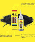 Lock Cylinder Lubricant Powder for Dry Key Operation and Jam Prevention, 8g pack with precision needle for locks.