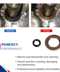 Pro Grade Dual Clutch Transmission Seal Installer And Remover Tool Kit For Ford DCT DPS6 Focus Festiva DIY Auto Repair Easy Fit And Durable Comprehensive Set showing seal installation before and after with performance benefits.