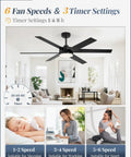 Living room with 56 Inch Ceiling Fan With Lights And Remote Reversible 6 Blade DC Motor Dimmable 3000K To 6000K LED