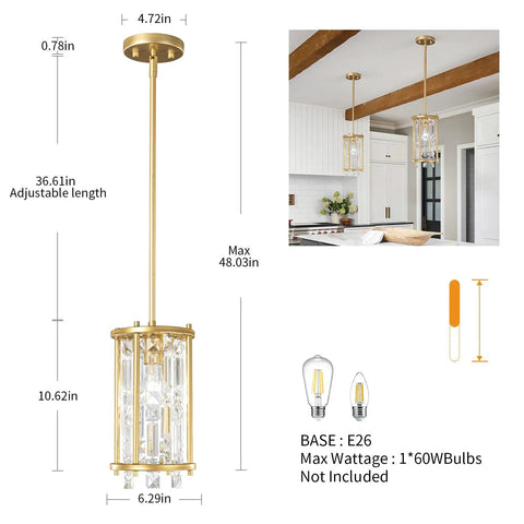 Dope Modern Gold Pendant Lights for Kitchen Island and Dining Room Crystal Chandelier Fixture with dimensions and kitchen setup