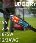 Heavy Duty Outdoor Extension Cord 50 Foot Waterproof 12 Gauge 3 Conductor SJTW Flexible Copper 3 Prong Power Cable NEMA 5-15P To 5-15R For Lawn Garage And Yard UL Listed Rainproof Built Tough For Any Outdoor Job, inline power indicator