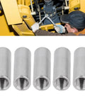 Five Pack Round Coupling Nuts M12 By 1.75mm 50mm Long 304 Stainless Steel Round Sleeve Stud Nuts Threaded Hardware For Bracket Building Maintenance Heavy Duty Connecting Rod Fasteners shown with threaded ends