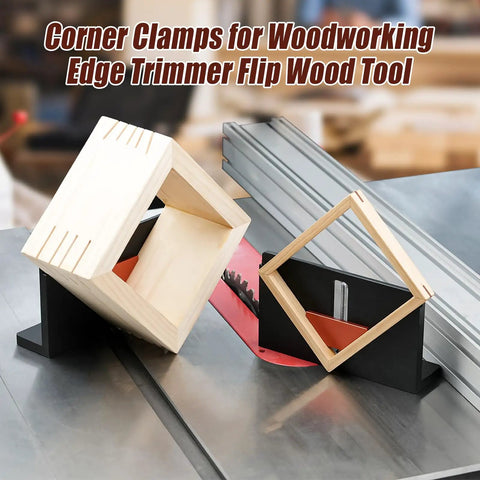 Heavy Duty Adjustable Aluminum Right Angle Spline Jig For Serious Woodworkers Featuring Wide Clamping Range To Knock Out Solid Miter Joints On Custom Frames And Drawers Quick shown with corner clamps for woodworking.
