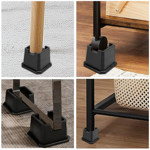 4 Inch Bed Risers Heavy Duty Furniture Elevation Set Of 4 Elevates Beds Tables Couches With Anti Slip Pads For Caster Wheels Or Posts Up To 6000 Lbs Black