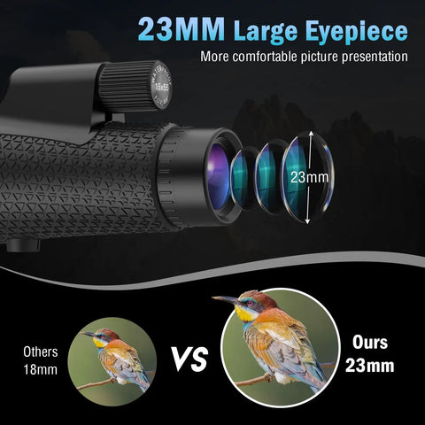 Clear 15x55 Monocular Telescope With Tripod And Phone Adapter For Adults, 23mm eyepiece, birdwatching