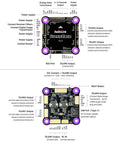 CrossRace APM Flight Controller Stack With Integrated OSD And DJI HD VTX Support, top and bottom view with port labels
