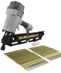Pneumatic 21 Degree Full Round Head Framing Nailer With Nails 2 To 3-1/2 Inch Length 500 Count Set For Framing Decks Subfloors Sheathing