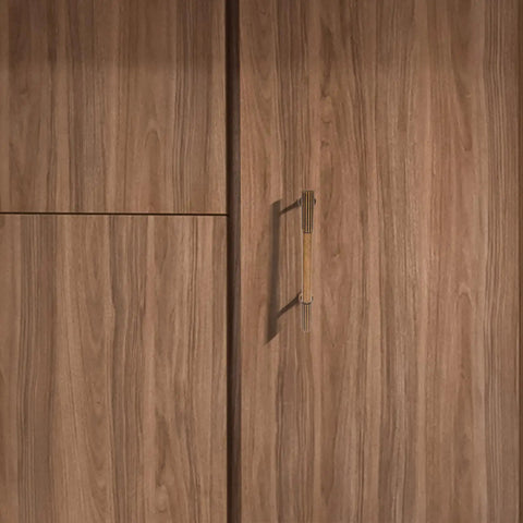 Retro Style Cabinet Handles, 2 Pack Zinc Alloy Pulls in Antique Bronze Finish on wooden wardrobe