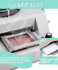 Heavy Duty PVC Card Embosser With 72 ISO Standard Characters Professional Credit Card And Vip Id Personalizer showing card slot design.