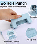 Adjustable 2 Hole Paper Punch For A4 A5 B5 Paper Sizes Metal Hole Puncher For Looseleaf Notebooks And Home Office Use blue