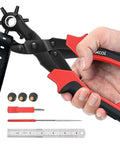 Beefy Rotary Leather Hole Punch Kit For Belts, Watch Bands, Straps, Dog Collars, Saddles And Shoes, Heavy Duty Punch Plier With Six Hole Sizes