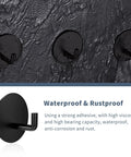 Heavy Duty Waterproof Adhesive Hooks For Bathroom Stainless Steel 304 Black Stick On Wall Hooks 6 lb load capacity on wet surface
