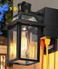 Porch Light With GFCI Outlet And Dusk To Dawn Sensor Outdoor Exterior Light Fixture with visible bulbs and cords.