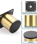Heavy Duty Gold Stainless Steel Furniture Legs With Mounting Screws For Table Desk And Cabinet, showing gold tube and mounting plate.