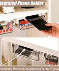 Two Pack Under Desk Storage Drawers With Smooth Slide Out Glides And Pick Either Adhesive Or Screw Mount Setup To Flex Your Workspace Without Breaking A Sweat Keep Clutter Gone For Your Daily Grind Survival with integrated phone holder.