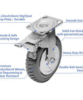 8 Inch Heavy Duty Rubber Caster Wheels Set Of 4 Anti Slip Swivel Casters With 360 Degree Ball Bearing Top Plate with Locking Brakes