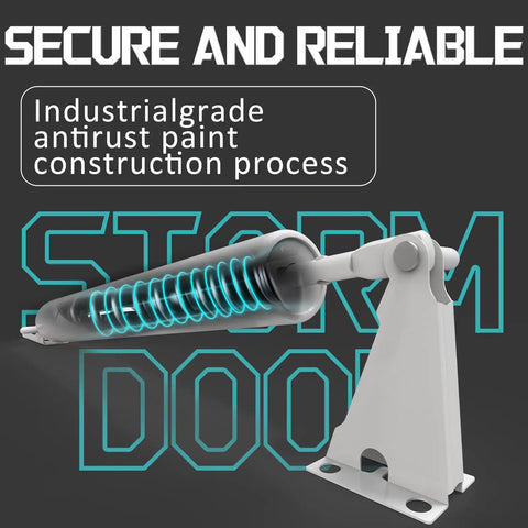 Heavy Duty Storm Door Closer With Hold Open Feature For Medium To Heavy Doors, White Finish shown with spring mechanism