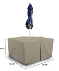 Heavy Duty Square Table And Chair Set Cover With Umbrella Hole, 12 Oz Waterproof PVC Coated Polyester, 45x45x30 Inch, Beige