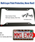 Matte Black Aluminum License Plate Frames 2 Pack Heavy Duty Car Tag Covers For Front And Rear 4 Hole Rust Proof Frame with Screws
