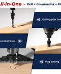 Kickass Countersink Drill Bit Set For Serious Woodworking Builds With Tapered Drill Bits And Wood Plugs helping you create pilot holes, countersinks, and plugs.
