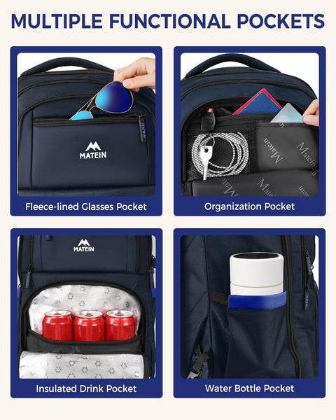 Vierrad-Rollrucksack mit USB-Ladeanschluss und wasserabweisender Roller mit praktischen Fächern