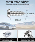 Heavy Duty Stainless Steel License Plate Screws Kit close-up of 0.75 inch screw design with sleek silver finishing.