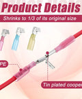 60Pcs Heat Shrink Piggyback Spade Connectors Kit with red, blue, yellow disconnect terminals and wiring details shown installed