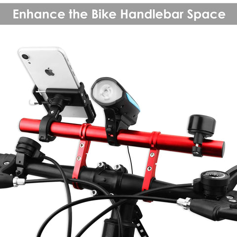 Extra Long 11.8 Inch Bicycle Handlebar Extender Aluminum Alloy Bracket for Mounting Phone GPS Accessories on Bikes Crimson Finish