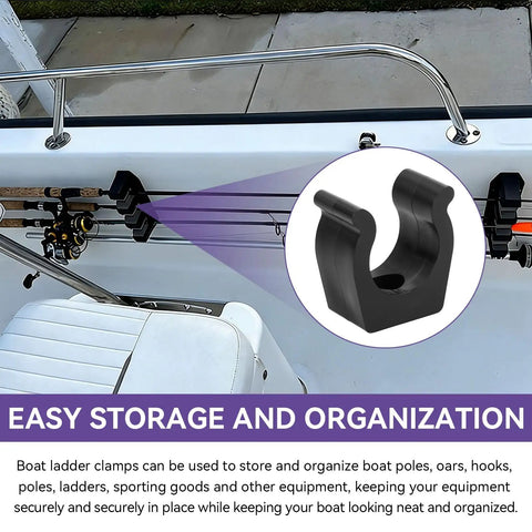 1 Inch Black Boat Ladder Clips Set Of Four Durable Marine Ladder Pole Holder Bracket Mounts Ideal For Boats Yachts RVs And More Versatile Hook Clips For Poles Oars Mooring Poles And Anchors