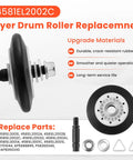 Dryer Repair Kit With Drum Roller Belt And Idler Pulley Replacement Parts For 4581EL2002C 4400EL2001A 4561EL3002A