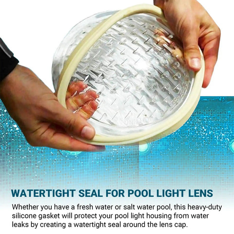 8 3/8 Inch Pool Light Lens Gasket And Stainless Pilot Screw Replacement Kit For Pentair 79101600Z 79104800 Easy Fit Plug And Play IntelliBrite AmerLite And SAM Amerlite Lights Heavy Duty Waterproof Seal installed on pool light lens
