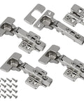 3D Soft Close Cabinet Hinge For Besta Doors With Cover, Easy Install And Adjustable Tension, Smooth Quiet Closing, 4 Pack, Silver Finish, screws
