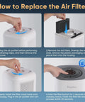 Steps to replace air filter for Air Purifier Replacement Filter With True HEPA Filtration Three Stage System Removes Ninety Nine Point Nine Seven Percent Smoke Odor And Dust For Bedroom And Office Two Pack.