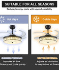 Energy-saving modes of 42 Inch Retractable Ceiling Fan Chandelier With Lights And Remote Crystal Fandelier With Retractable Blades Memory Dimmable LED