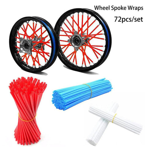 72Pcs Universal Spoke Skins Set For Dirt Bike BMX MTB And Motorcycle Wheels, Rim Wrap Covers In Light Blue Sky Blue, Fits 8 To 21 Inch Rims