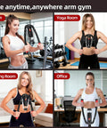 Get Pumped With This Premium Hydraulic Chest Expander Machine For Home Gym used in various settings: gym, office, yoga room, and living room.