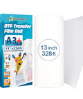 Premium A3 Plus DTF Transfer Film Roll 13 Inch By 328 Feet Double Sided Matte Clear Pre Treated PET Heat Transfer Paper