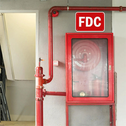 Built Like A Tank Fdc Fire Department Connection Sign 12 By 18 Inches crafted from aluminum above fire hose cabinet