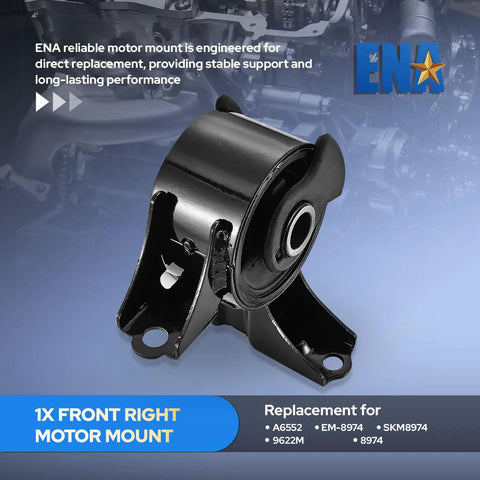 Front Right Engine Motor Mount For Honda Accord 1998 Through 2002 V6 3.0L Odyssey 99 Through 04 Acura CL And TL Rock Solid Bolt On Replacement A6552 Em8974 Daily Driver black steel mount with rubber isolator