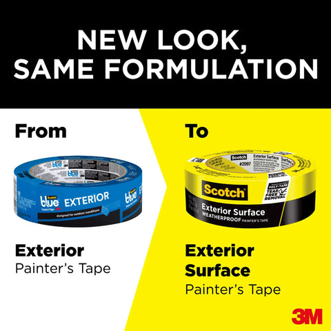 Transition from blue to yellow Exterior Painter's Tape 1.88 Inch By 45 Yard Weatherproof Masking Tape For Outdoor Surfaces