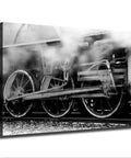 Vintage Black And White Train Steam Locomotive Wall Art With Running Gear Wheel Canvas For Living Room And Bedroom Decor