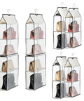 Casual Hanging Purse Organizer For Closet With Four Mesh Shelves Two Pack See Through Breathable Bag Storage