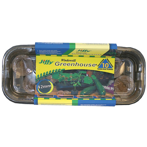 Windowsill Greenhouse Kit With 10 Cell Tray Plastic Greenhouse And 42mm Starter Pellets For Easy Seed Starting Of Herbs Flowers And Small Plants On The Windowsill For Easy Home Gardening On Your Countertop