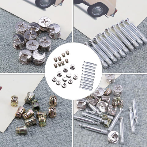 Furniture Connecting Cam Bolt Nuts Set With Locking Cam Fittings And Dowels For Cabinets Stable Corner Connection And Uniform Force