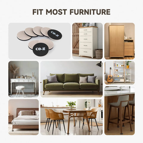 8 Pack Felt Furniture Sliders For Hardwood Floors, Three And A Half Inch Reusable Thick Moving Pads, Heavy Duty Floor Protectors For Vinyl Tile And Hard Surfaces, Glide Smoothly With No Scratches Or Damage