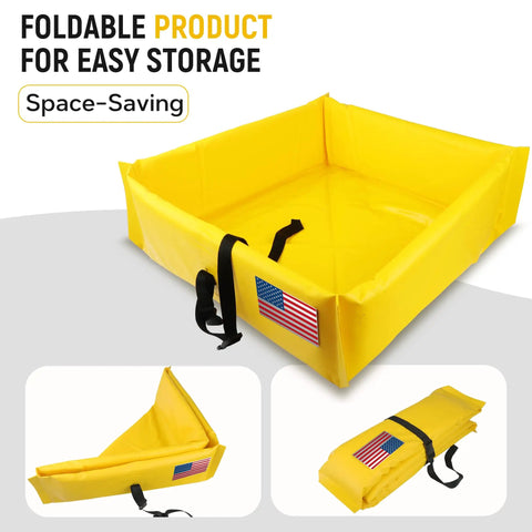 Foldable Duck Pond With Portable Secondary Containment Berm And PVC Mini Spill Berm 2x2 Feet Works Like A Boss For Quick Cleanup On Jobsites Farms And Outdoor Use.
