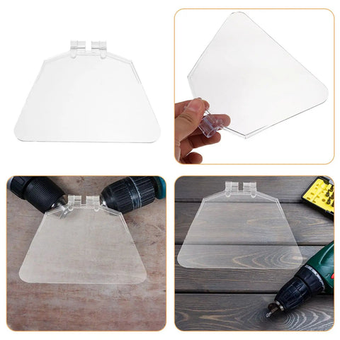 4 Pack Bench Grinder Eye Protection Shields For 6 Inch Workshop Grinding Machines, clear polycarbonate, shown from various angles