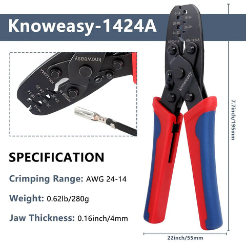 Molex And Delphi Crimp Tool For Deutsch DT Series Terminals 24 To 14 Gauge Wire Open Barrel And Non Insulated Contacts