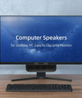 Plug And Play USB Computer Speakers For Desktop PC And Laptop Tiny Monitor Soundbar With Deep Bass mounted on monitor