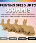 Matte PLA 3D Printer Filament 1.75mm, 1kg Spool, Low Warping, Frosted Matte Finish, 3D printed bunnies at different speeds, light brown.